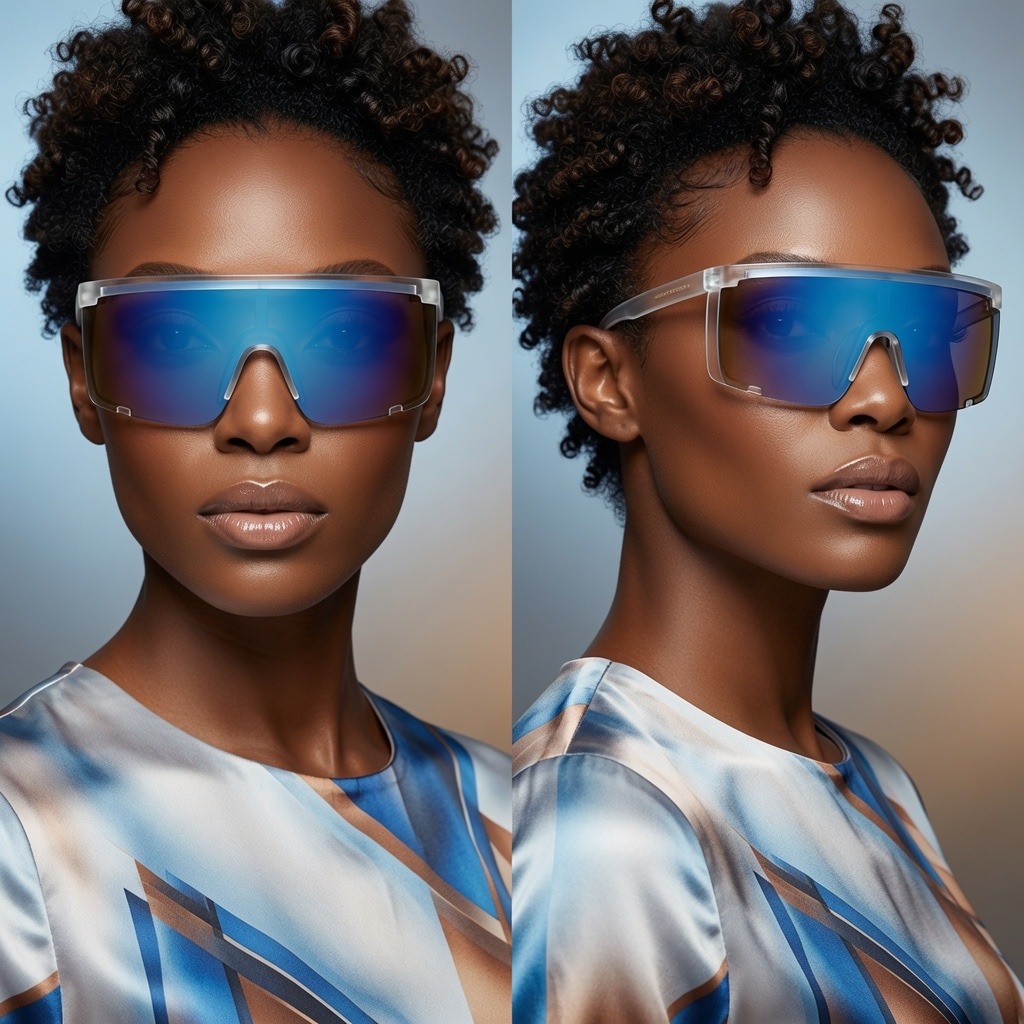 Safety Sunglasses Blue Mirrored Lens Clear Frame Sun Protection Cover Face Gafas